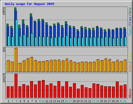 Daily usage for August 2025